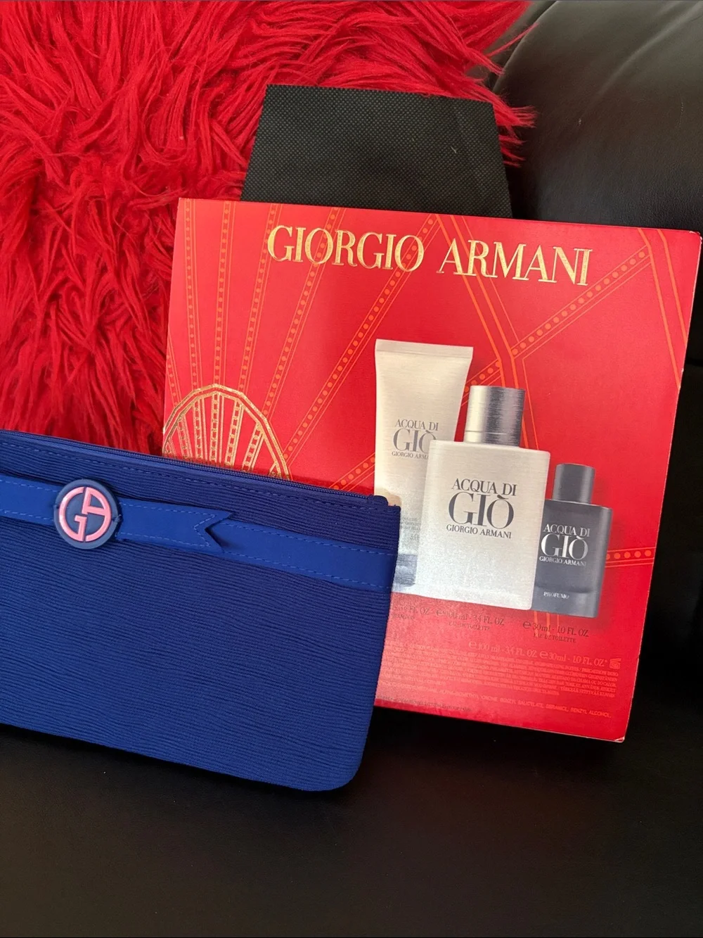 Giorgio Armani Navy Blue Zip Pouch with Gio Gift Set